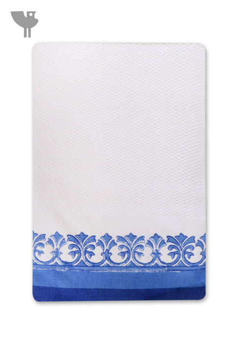 Handloom Cotton Bath Towel With Block Print Border