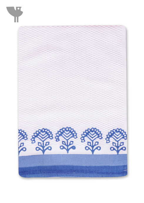 Handloom Cotton Bath Towel With Block Print Border