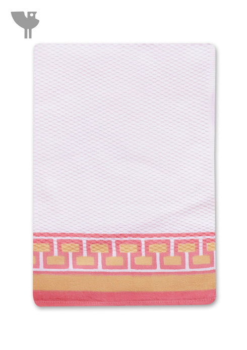 Handloom Cotton BathTowel With Block Print Border