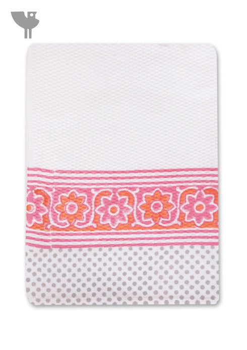 Handloom Cotton Hand Towel With Block Print Border