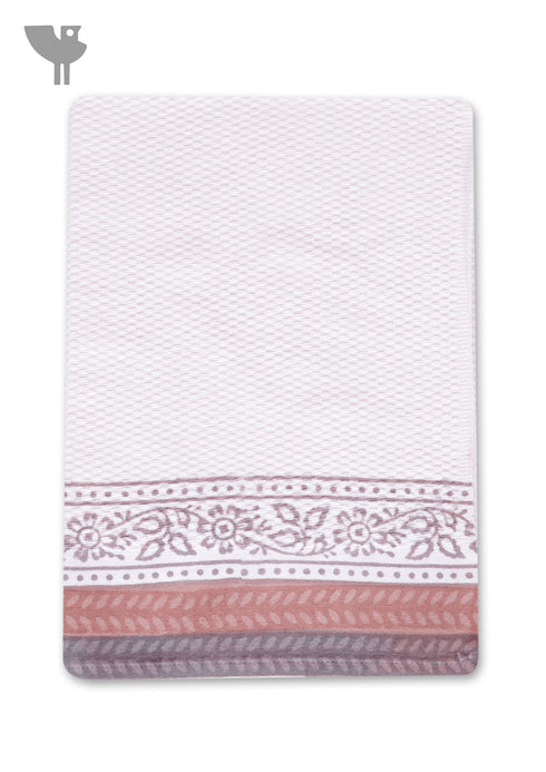 Handloom Cotton Hand Towel With Block Print Border