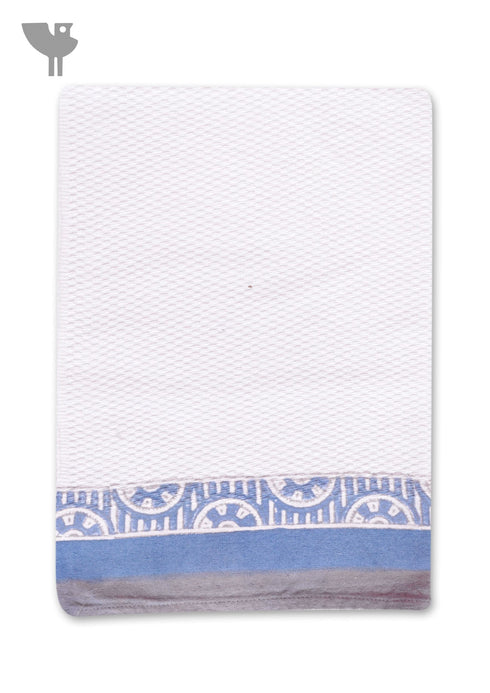 Handloom Cotton Hand Towel With Block Print Border