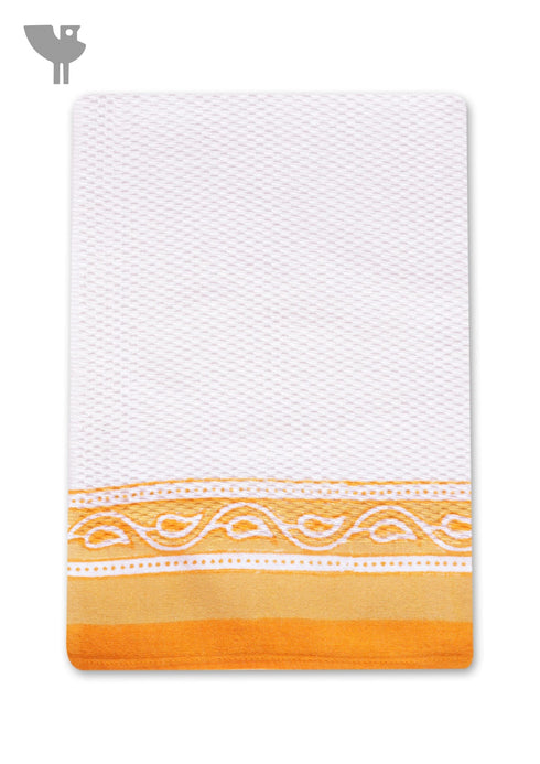 Handloom Cotton Hand Towel With Block Print Border