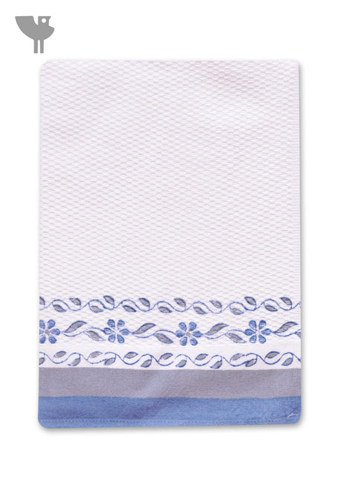 Handloom Cotton Hand Towel With Block Print Border