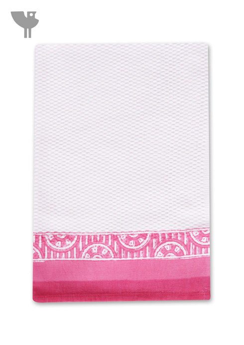 Handloom Cotton Hand Towel With Block Print Border