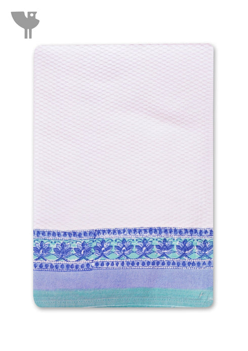 Handloom Cotton Hand Towel With Block Print Border