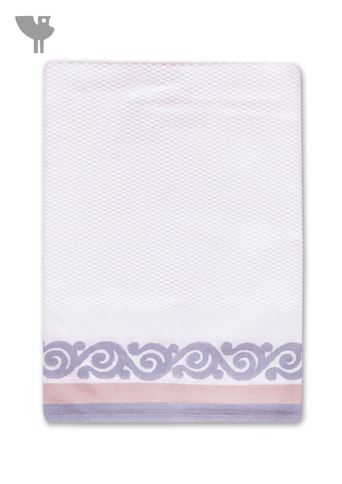 Handloom Cotton Hand Towel With Block Print Border