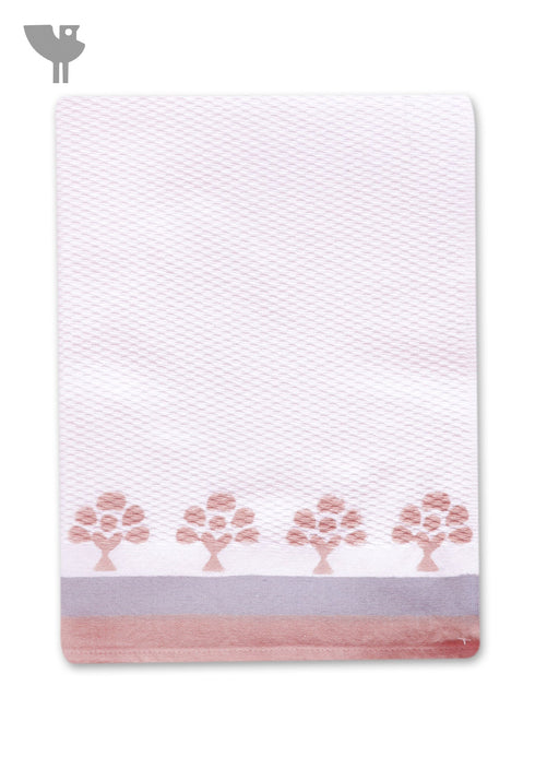 Handloom Cotton Hand Towel With Block Print Border
