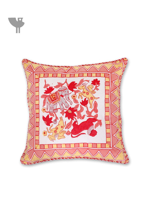 20s Cotton Cushion Cover in Floral Block Print