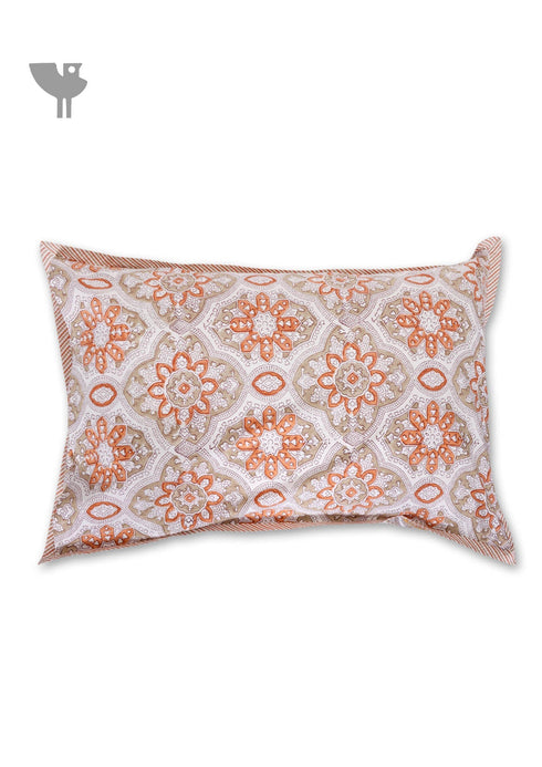 40s Cotton Pillow Cover in Block Print