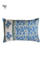 40s Cotton Pillow Cover in Blue Floral Block Print