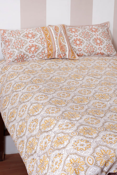 60s Cotton Duvet Cover In Block Print (Only Duvet Cover)