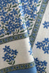 20s Cotton Bedspread With Floral Block Print in Blue on White Base