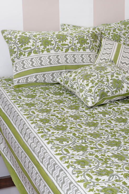 20s Cotton Cushion Cover in Floral Block Print