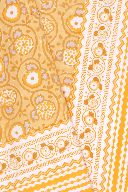 20s Cotton Bed Cover in Floral Block Print