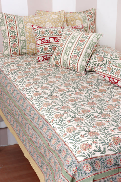 20s Cotton Bed Cover in Block Print