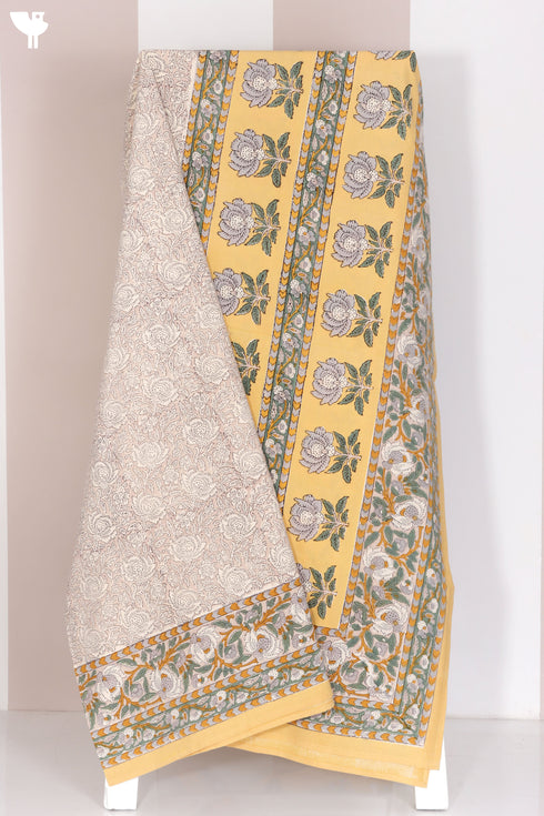 20s Cotton Bed Cover in Floral Block Print