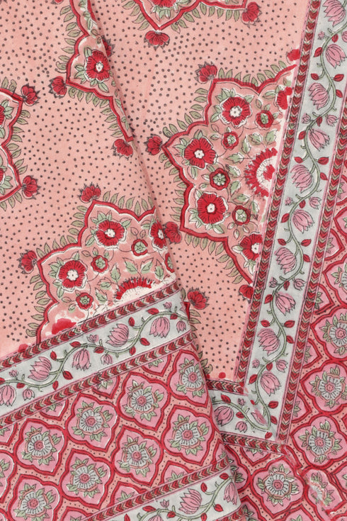 20s Cotton Bed Cover in Block Print