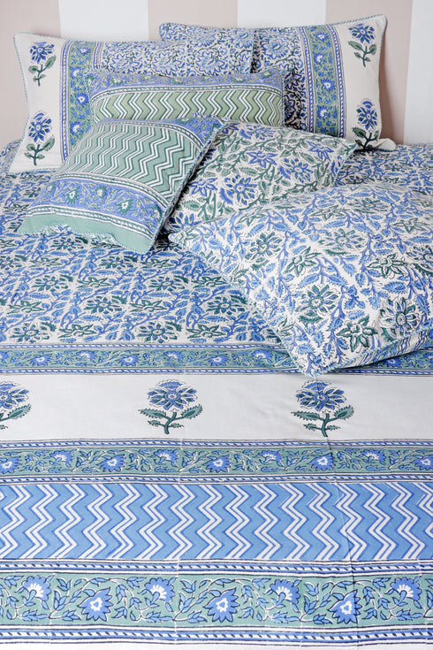 20s Cotton Bed Cover in Block Print