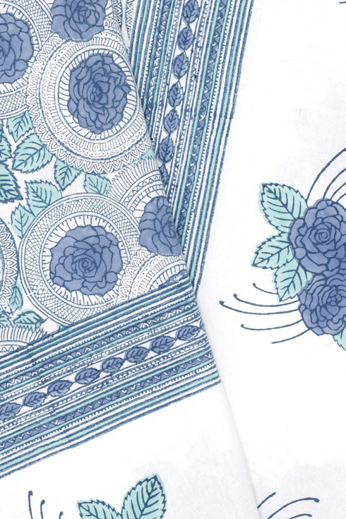 20s Cotton Bed Cover in Floral Block Print