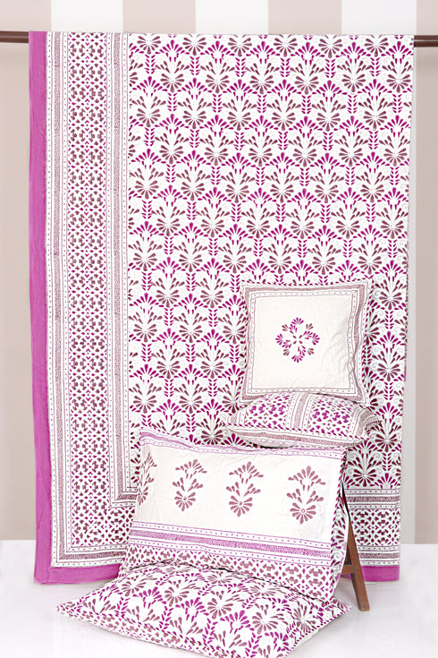20s Cotton Bed Cover in Floral Block Print