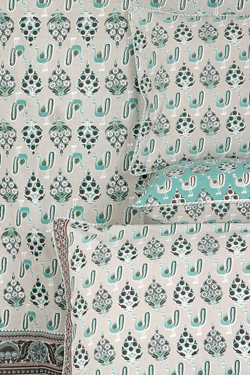 20s Cotton Bed Cover in Graphic Block Print