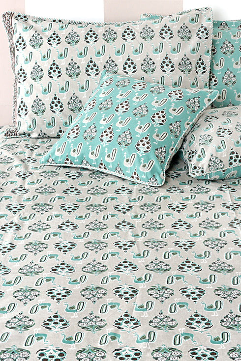 20s Cotton Bed Cover in Graphic Block Print