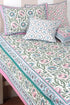 20s Cotton Bed Cover in Floral Block Print