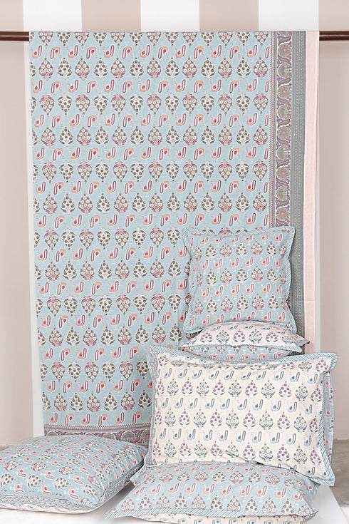 20s Cotton Bed Cover in Graphic Block Print