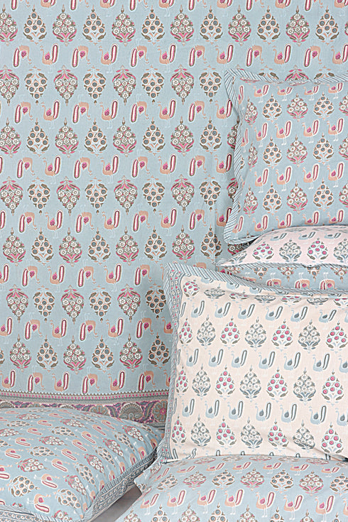 20s Cotton Bed Cover in Graphic Block Print
