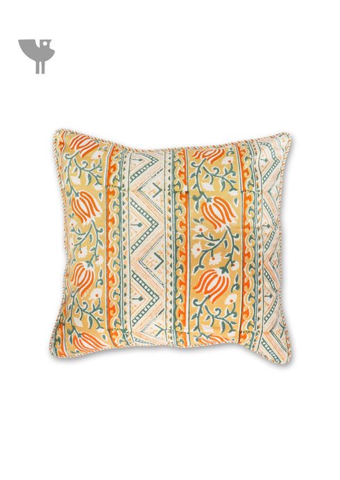 20s Cotton Cushion Cover in Floral Block Print