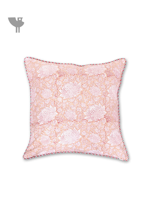 20s Cotton Cushion Cover in Floral Block Print