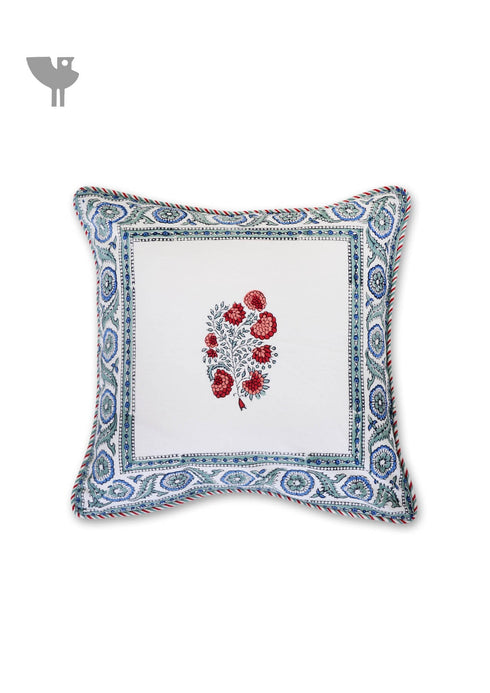 20s Cotton Cushion Cover in Floral Block Print