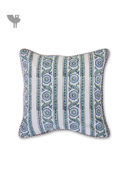 20s Cotton Cushion Cover in Floral Block Print