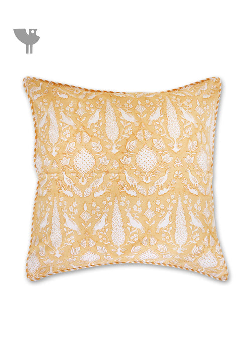 20s Cotton Cushion Cover in Block Print with Piping