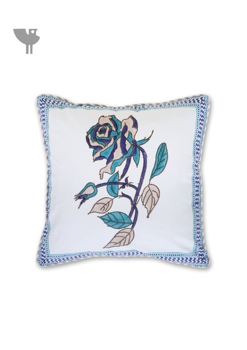 20s Cotton Cushion Cover in Block Print with Piping