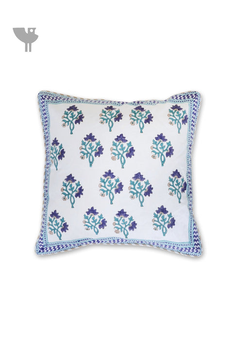 20s Cotton Cushion Cover in Block Print with Piping