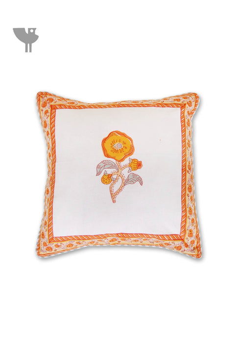 20s Cotton Cushion Cover in Floral Block Print