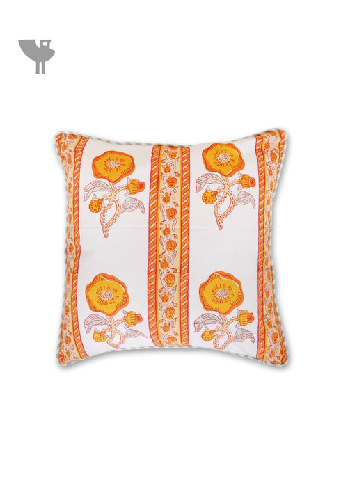 20s Cotton Cushion Cover in Floral Block Print
