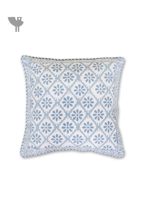 20s Cotton Cushion Cover in Block Print with Piping