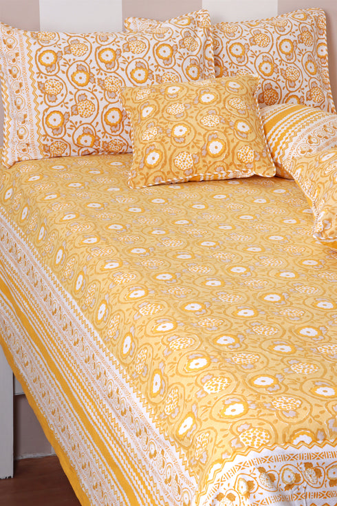 20s Cotton Cushion Cover in Block Print with Piping