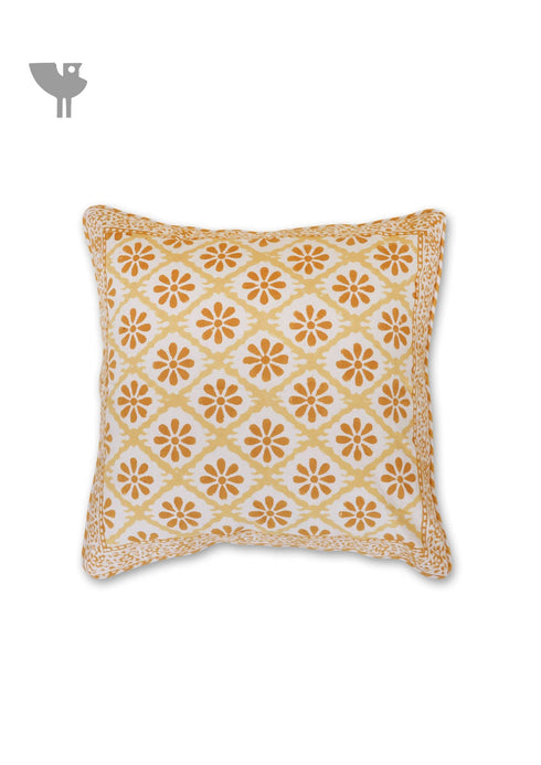 20s Cotton Cushion Cover in Block Print with Piping