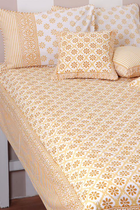 20s Cotton Cushion Cover in Block Print with Piping