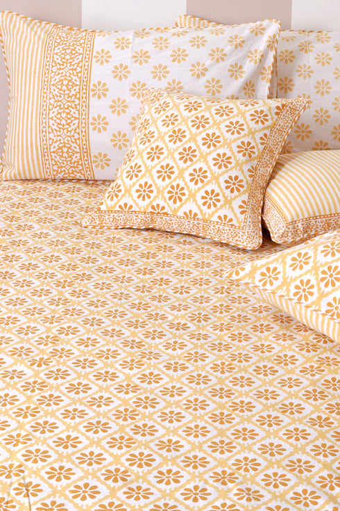 20s Cotton Cushion Cover in Block Print with Piping