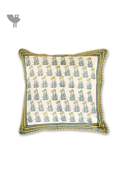 20’s Cotton Cushion Cover In Floral Block Print