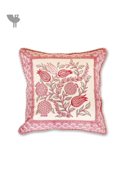 20s Cotton Cushion Cover in Block Print with Piping