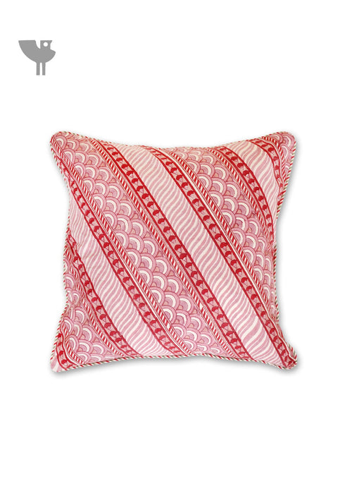 20s Cotton Cushion Cover in Block Print with Piping