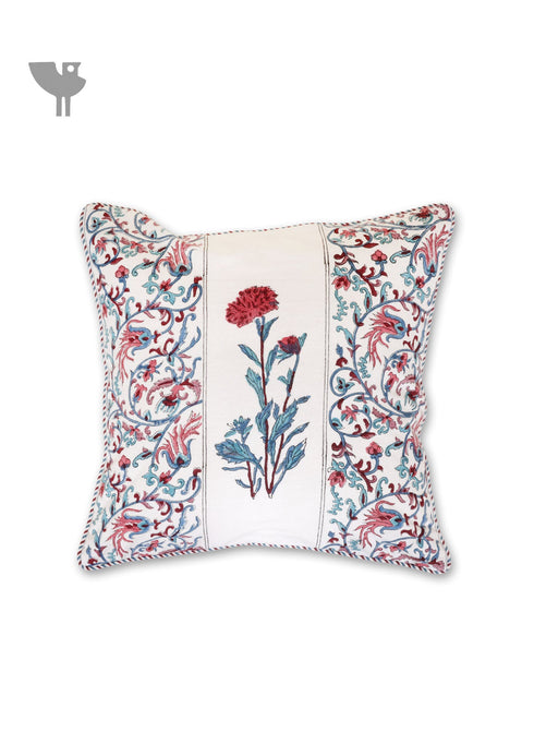 20s Cotton Cushion Cover in Block Print with Piping