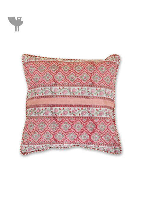 20s Cotton Cushion Cover in Floral Block Print