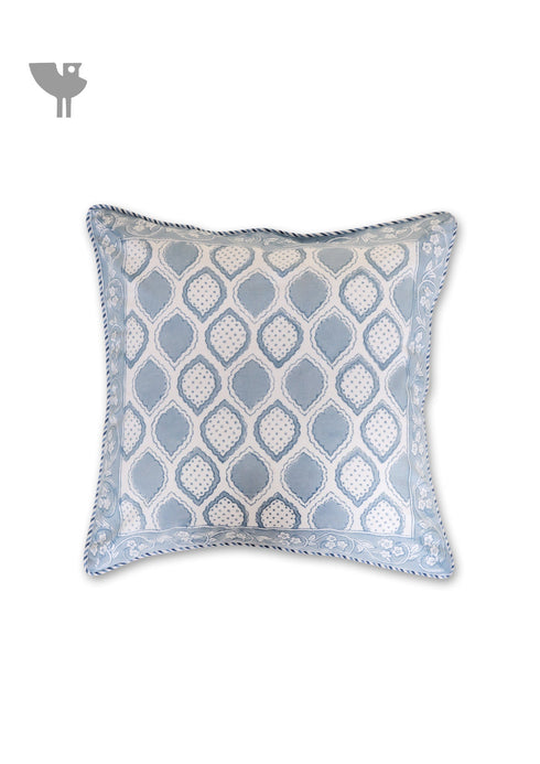 20s Cotton Cushion Cover in Block Print with Piping